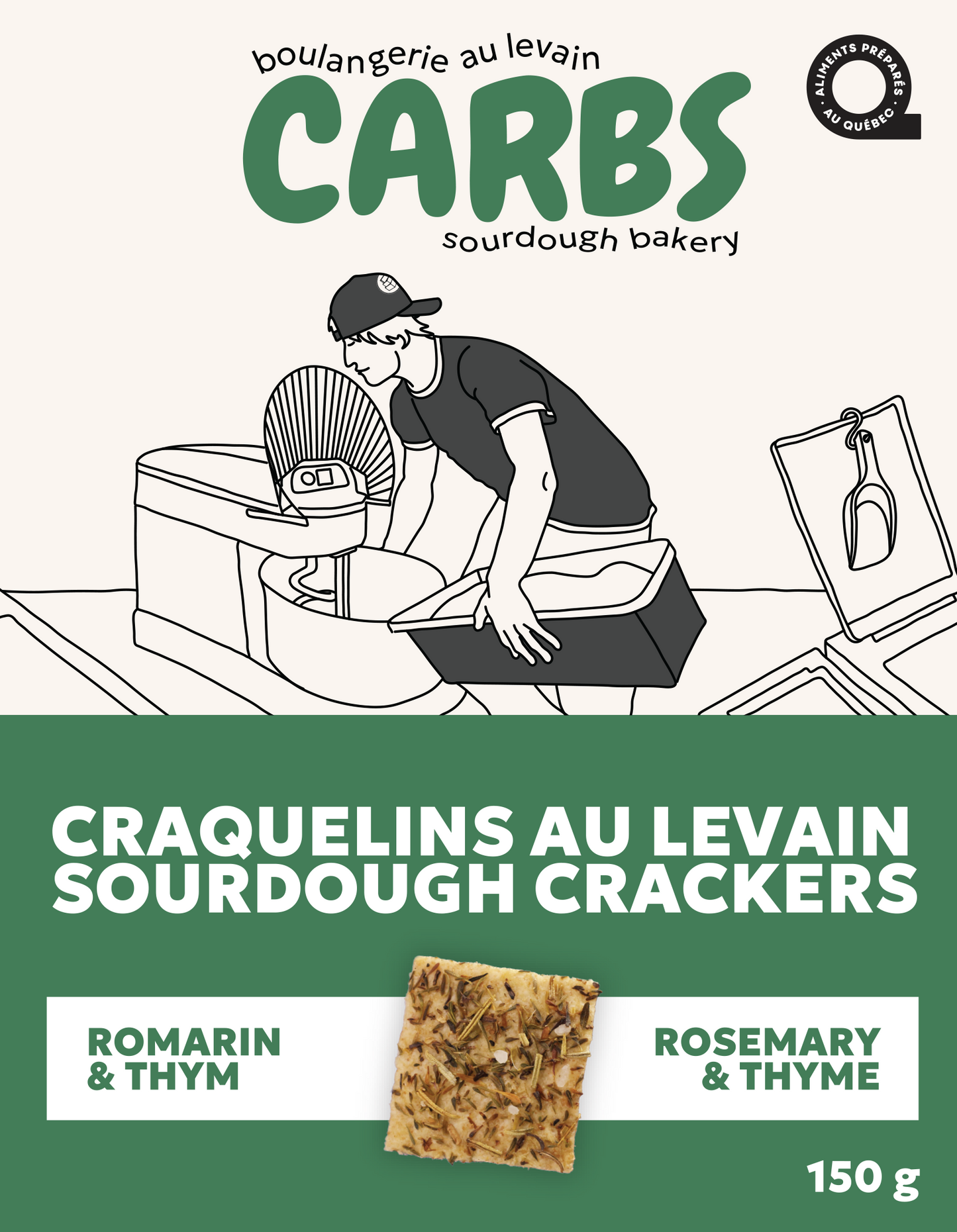 Sourdough Crackers (Rosemary & Thyme)/Craquelins au levain (Romarin & Thym) - 150g